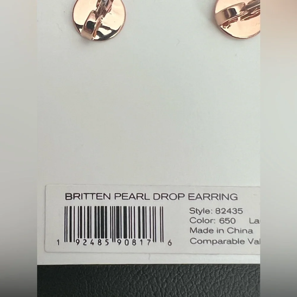 TORY BURCH• BRITTEN PEARL DROP EARRINGS - ROSE GOLD - Picture 4 of 6